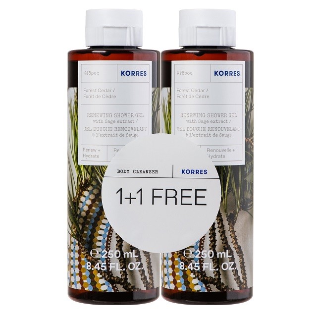 Korres Πακέτο Forest Cedar Renewing Shower Gel Αφρόλουτρο Με Άρωμα Κέδρου, 2x250ml