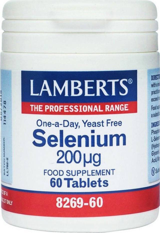 LAMBERTS Selenium 200μg, Οργανική μορφή Σεληνίου 60tabs 8269-60