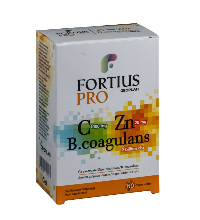 Geoplan Fortius Pro Vitamin C 1000mg & Zinc 20mg & Probiotics Συμπλήρωμα διατροφής με Βιταμίνη C, Ψεαυδάργυρο και Προβιοτικά, 60 Δισκία