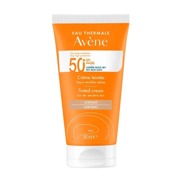 AVENE Solaire Cream Teintee SPF50+ Αντιηλιακή Κρέμα Προσώπου Με Χρώμα Για Ξήρο/Ευαίσθητο Δέρμα, 50ml