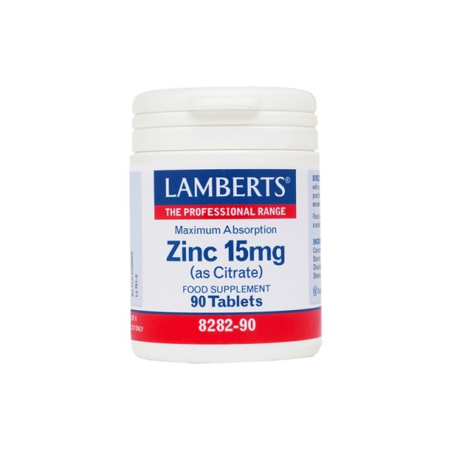 LAMBERTS Zinc Citrate 15mg Συμπλήρωμα Ψευδάργυρου, 90 Ταμπλέτες 8282-90