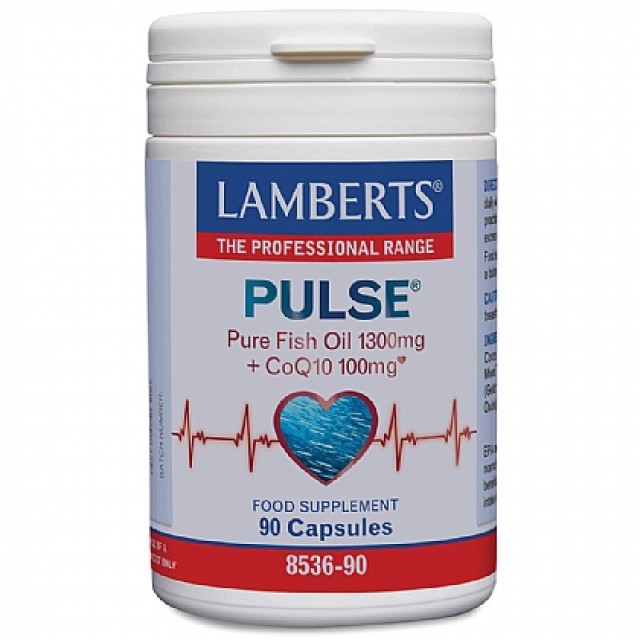 Lamberts Pulse Pure Fish Oil 1300mg & CoQ10 100mg για την Φυσιολογική Λειτουργία της Καρδιάς του Εγκεφάλου και της Όρασης 90caps (8536-90)