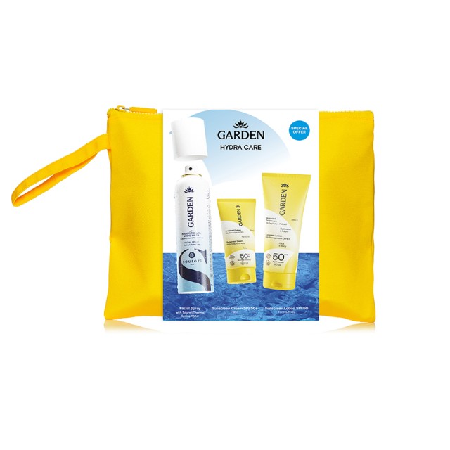 Garden Hydra Care Πακέτο Souroti Water Spray 150ml & Sunscreen Face & Body Lotion SPF50 75ml & Sunscreen Face Cream SPF50+ 25ml