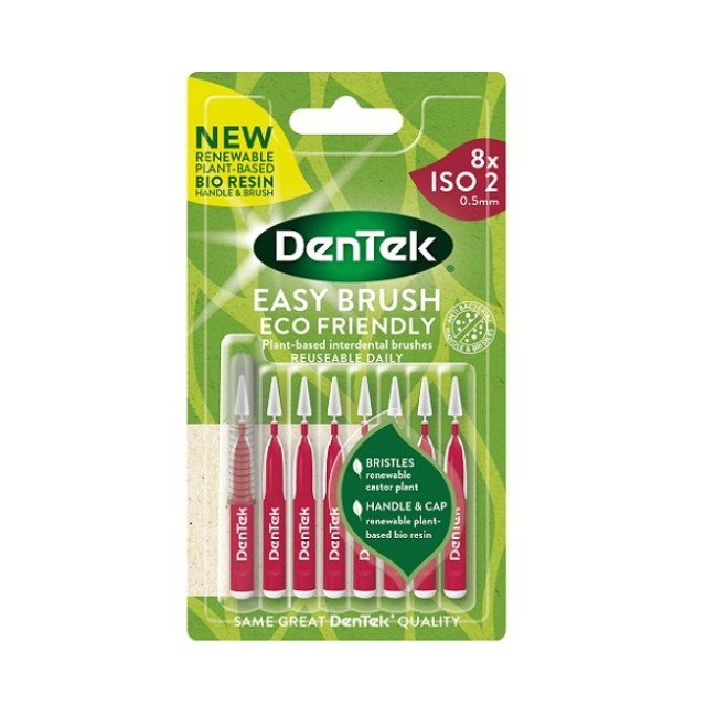 Dentek Easy Brush Eco Friendly Μεσοδόντια Βουρτσάκια ISO 2 0.5mm Φούξια 8τμχ