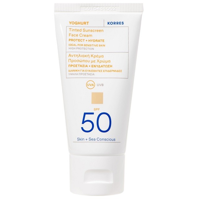Korres Yoghurt Tinted Sunscreen Face Cream SPF50 Αντηλιακό Προσώπου Με Χρώμα, 50ml