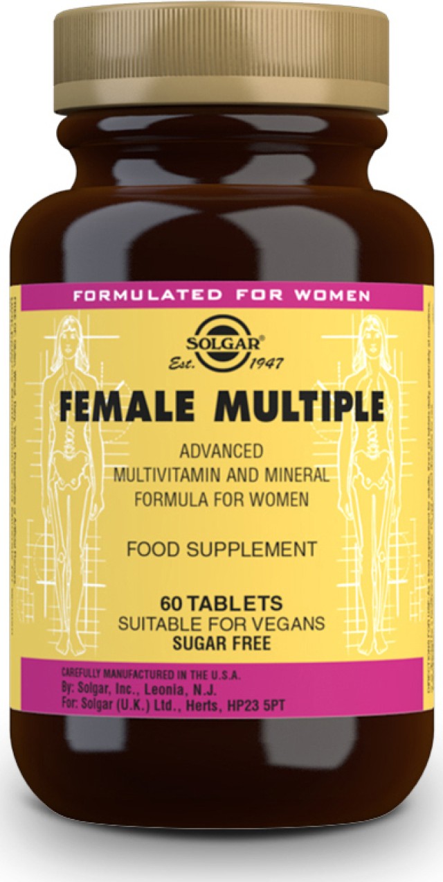 Solgar Female Multiple, Πολυβιταμίνη για τις Ανάγκες της Σύγχρονης Γυναίκας, 60 Φυτικές Ταμπλέτες