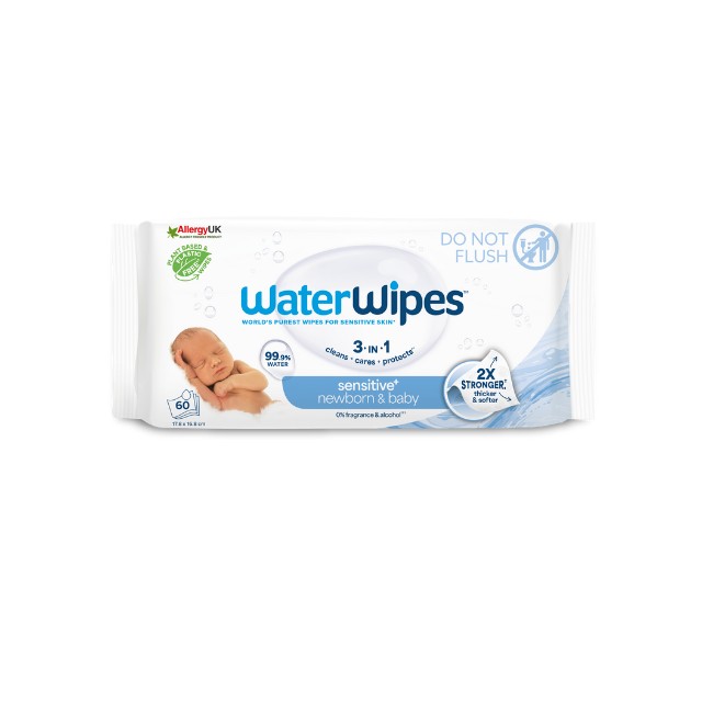 WaterWipes Μωρομάντηλα με 99.9% Νερό & 0.01% Εκχύλισμα από Σπόρους Γκρέιπφρουτ 60 Τεμάχια