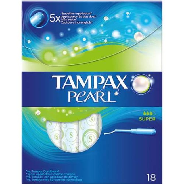 Tampax Pearl Super Ταμπόν με Απλικατέρ Υψηλής Απορροφητικότητας για Αυξημένη Ροή 18τμχ