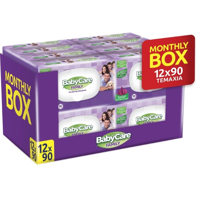 BabyCare Μωρομάντηλα Monthly Box με Raspberry (12x90τεμ) 1080τεμ