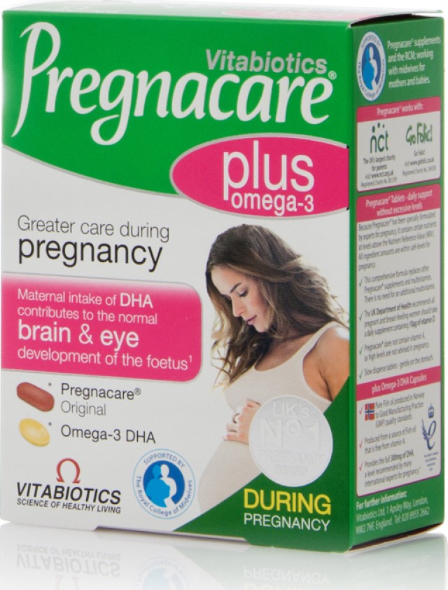 VITABIOTICS Pregnacare Plus Συμπλήρωμα Διατροφής Με Ωμέγα-3 Για Την Ομαλή Διεξαγωγή Της Εγκυμοσύνης, 28 ταμπλέτες Pregnacare + 28 κάψουλες