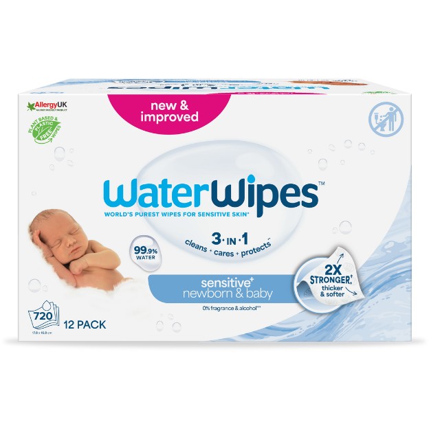 WaterWipes Πακέτο Μωρομάντηλα με 99.9% Νερό & 0.01% Εκχύλισμα από Σπόρους Γκρέιπφρουτ 12x60 Τεμάχια