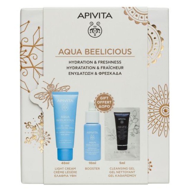 Apivita Aqua Apivita Πακέτο Aqua Beelicious Light Cream 40ml & Δώρο Booster 10ml + Black Detox Cleansing Gel 5ml