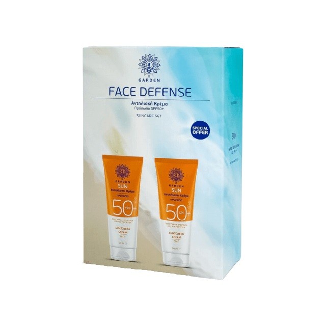 Garden Face Defense Suncare Πακέτο Sunscreen Face Cream SPF50+ Αντηλιακή Κρέμα Προσώπου, 2x50ml