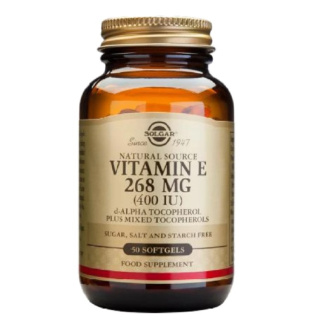 Solgar Vitamin E 268mg 400IU, Συμπλήρωμα Βιταμίνης Ε με Αντιοξειδωτική Δράση, Ιδανική για Όμορφο Δέρμα, 50 μαλακές κάψουλες