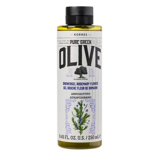 Korres Pure Greek Olive Shower Gel Rosemary Flower Αφρόλουτρο Με Δενδρολίβανο, 250ml
