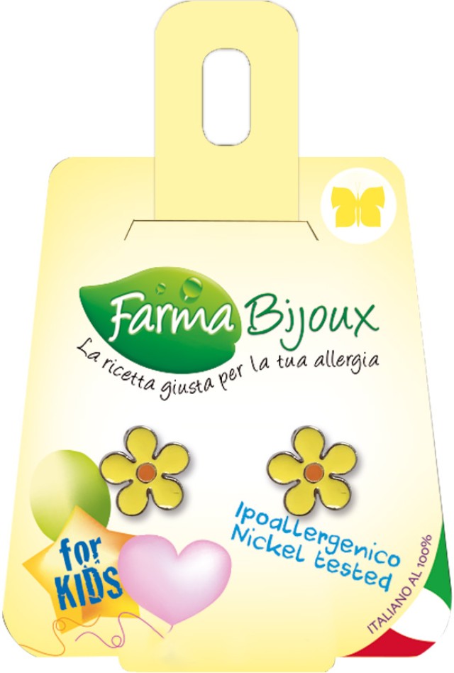 FARMA BIJOUX Σκουλαρίκια Υποαλλεργικά Κίτρινο Λουλούδι 8mm A-550, 1 Ζευγάρι