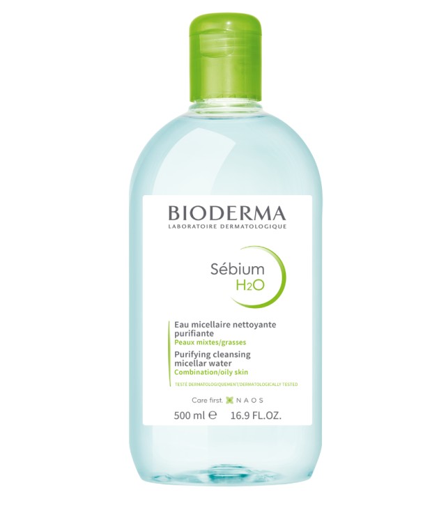 BIODERMA  Sebium H2O Micellaire, Διάλυμα Καθαρισμού & Ντεμακιγιάζ Προσώπου/Ματιών για Μικτές ή Λιπαρές Επιδερμίδες, 500ml