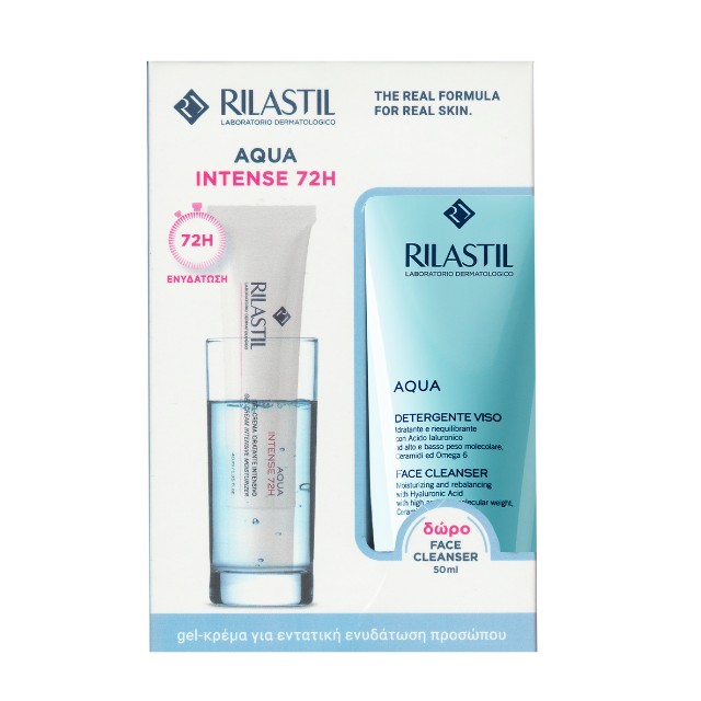 Rilastil Aqua Πακέτο 72h Intensive Moisturizer Gel Cream 40ml & Δώρο Face Cleanser 50ml