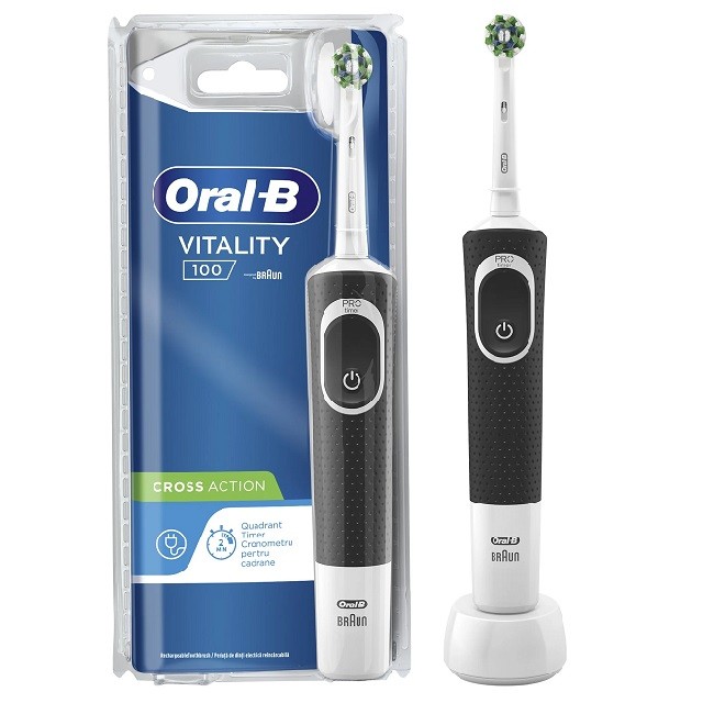 Oral-B Vitality 100 Cross Action Επαναφορτιζόμενη Ηλεκτρική Οδοντόβουρτσα Σε Μαύρο Χρώμα, 1τμχ