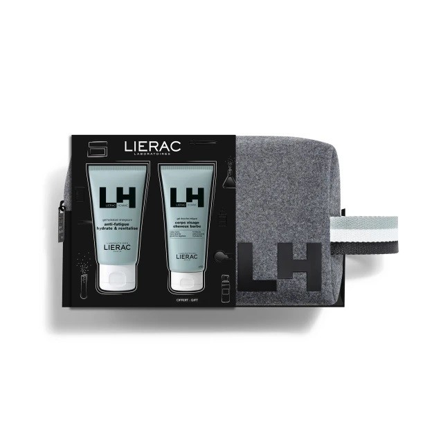 Lierac Homme Πακέτο Energizing Moisturizing Gel, 50ml & All-Over Shower Gel, 50ml & Δώρο Νεσεσέρ