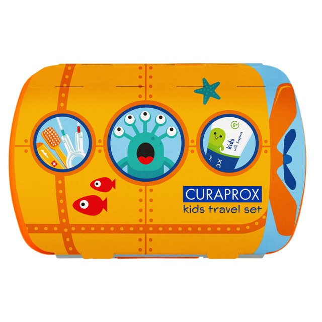 Curaprox Kids Travel Set Πακέτο Στοματικής Υγιεινής σε Πορτοκαλί Χρώμα 1 Τεμάχιο