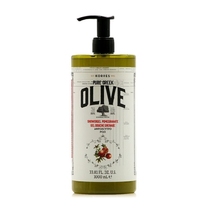 KORRES Pure Greek Olive Shower Gel Pomegranate Αφρόλουτρο Ρόδι, 1Lt