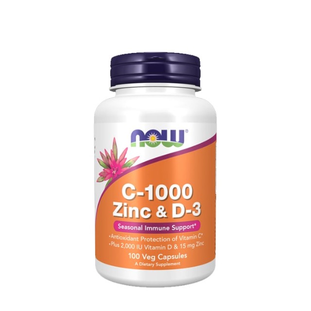 Now Foods C-1000 Zinc & D-3 Συμπλήρωμα Διατροφής 100 Φυτικές Κάψουλες