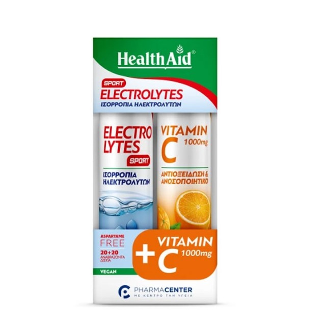 Health Aid Πακέτο Electrolytes Sport & Vitamin C 1000mg 2x20 Αναβράζοντα Δισκία