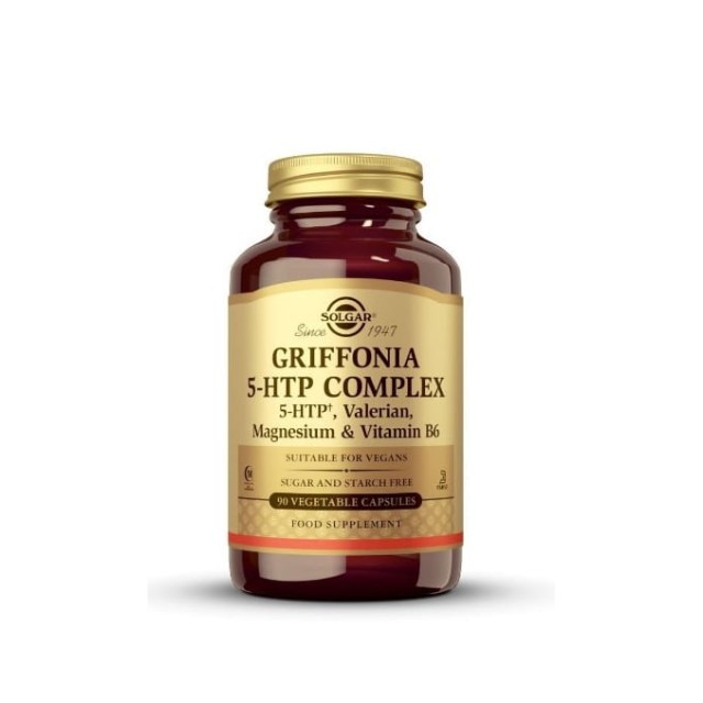 Solgar 5-HTP (Hydroxytryptophan) Complex 100Mg, Συμπλήρωμα με Υδροξυτρυπτοφάνη για την Καλή Υγεία του Εγκεφάλου, 90 Φυτικές Κάψουλες