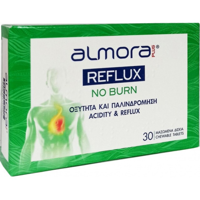 ELPEN Almora Plus Reflux No Burn, για την Οξύτητα & την Παλινδρόμηση 30 μασώμενες ταμπλέτες