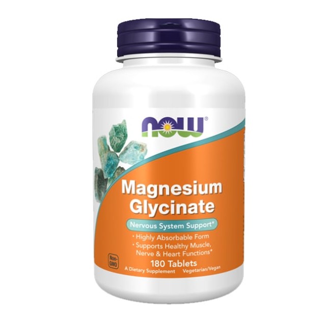 Now Foods Magnesium Glycinate, Συμπλήρωμα Διατροφής με Μαγνήσιο, 180 Ταμπλέτες