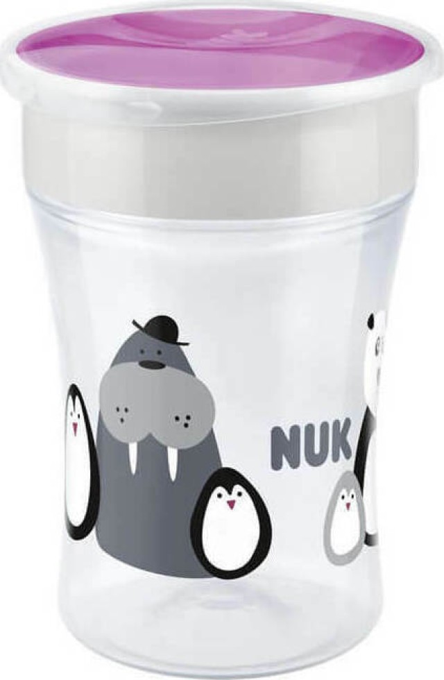 NUK Κύπελλο Πλαστικό 8+m Magic Cup Με Χείλος Εκμάθησης Panda Μωβ /Γκρι (10.255.531), 230ml