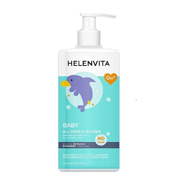Helenvita Baby All Over Cleanser Perfume Talc Βρεφικό Gel Καθαρισμού Για Μαλλιά & Σώμα, 1000ml
