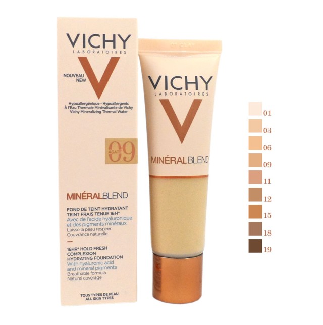 Vichy Mineral Blend Make-Up Fluid 09 Agate, Ενυδατικό Foundation για Λαμπερή Επιδερμίδα, 30ml