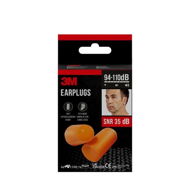 3M Ωτοασπίδες Ear Plugs Πορτοκαλί Mε Διάφανη Θήκη Αποθήκευσης 4 Ζευγάρια