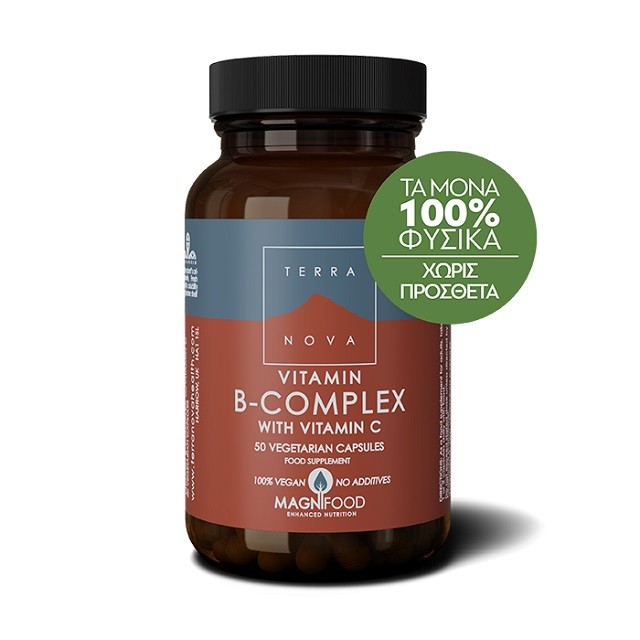 TerraNova Vitamin B-Complex with Vitamin C Συμπλήρωμα Διατροφής Του Συμπλέγματος Β, 50 Φυτικές Κάψουλες