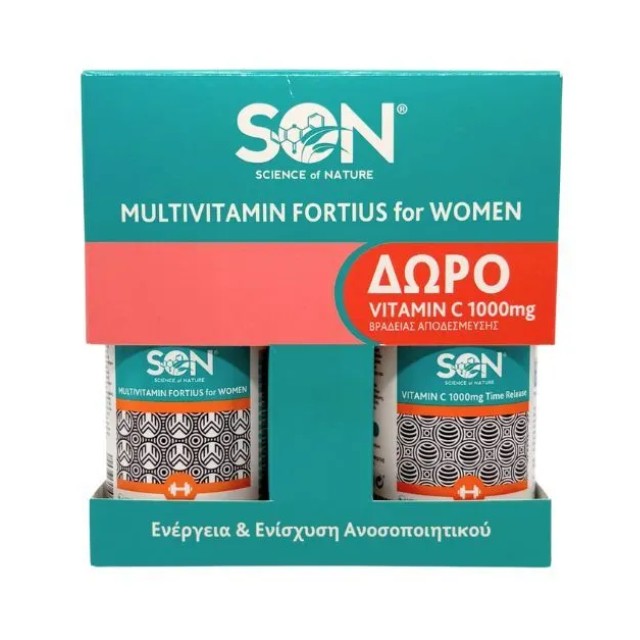 Science of Nature SON Πακέτο Multivitamin Fortius for Women 60 Δισκία & Δώρο Vitamin C 1000mg Time Release 60 Δισκία