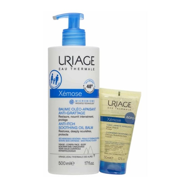 Uriage Πακέτο Xemose Anti-Itch Soothing Oil Balm 500ml & Δώρο Cleansing Soothing Oil 50ml