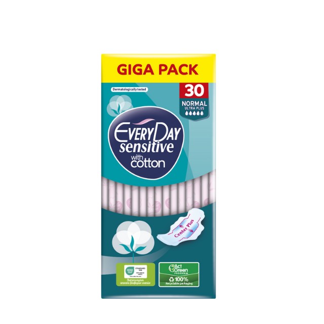 Every Day Sensitive with Cotton Normal Ultra Plus Giga Πακέτο Σερβιέτες 30τμχ