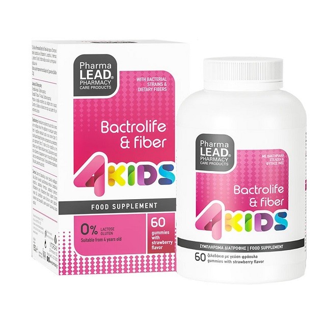 Pharmalead Bactrolife & Fibre 4Kids Συμπλήρωμα Διατροφής Προβιοτικών & Πρεβιοτικών, 60 Ζελεδάκια