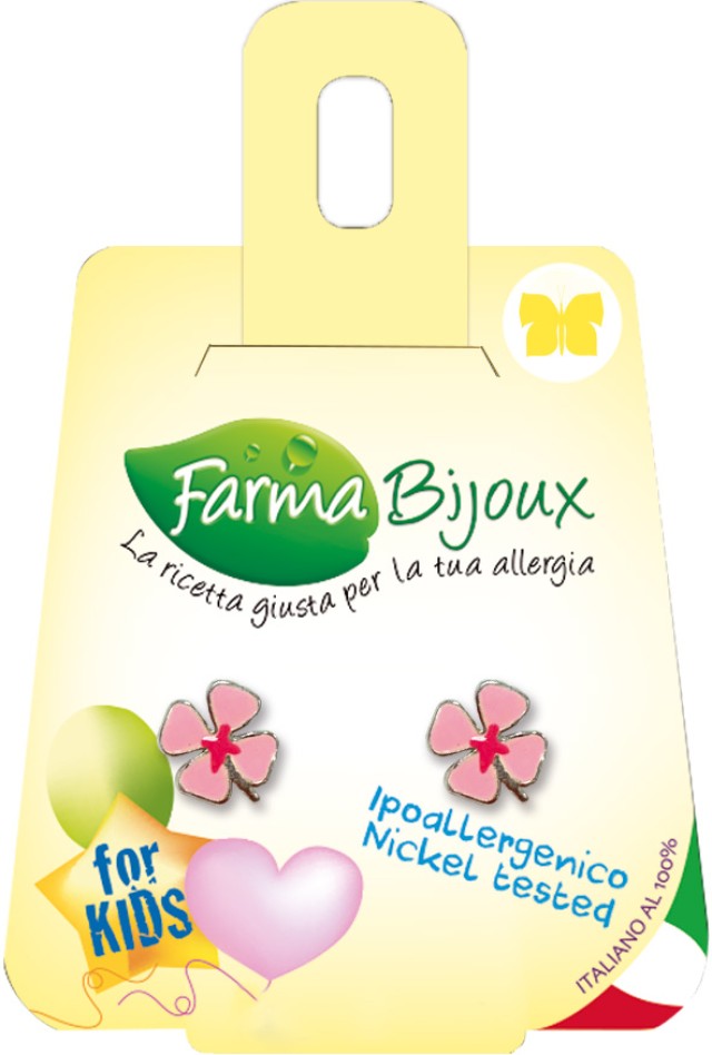 FARMA BIJOUX Σκουλαρίκια Υποαλλεργικά Ροζ Λουλούδι 8mm, 1 Ζευγάρι