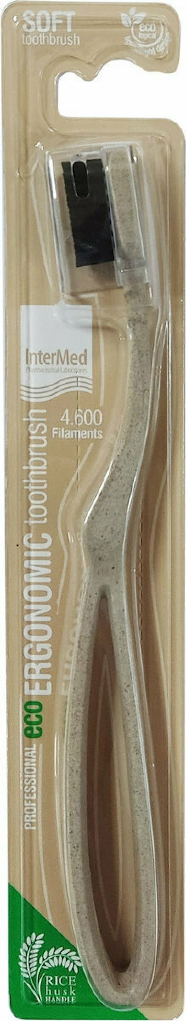 INTERMED Professional Eco Soft Οδοντόβουρτσα με Λαβή απο Φλοιό Ρυζιού Σε Μπεζ Χρώμα, 1τεμ