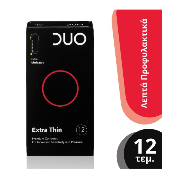 DUO Προφυλακτικά Premium Extra Thin για Εντονη Αισθηση,12τμχ