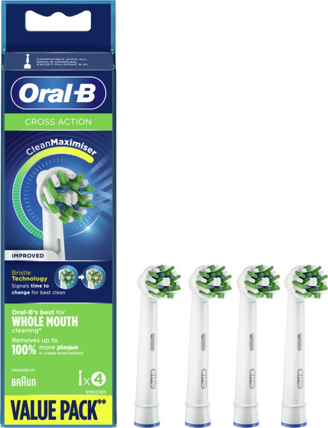 Oral-B Ανταλλακτικές Κεφαλές Cross Action CleanMaximiser Improved Value Pack για Ηλεκτρική Οδοντόβουρτσα 4τμχ