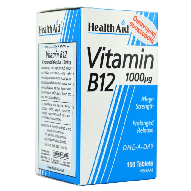 HEALTH AID Vitamin B12 1000μg Για Την Καλή Λειτουργία Του Νευρικού Συστήματος, 100 tabs