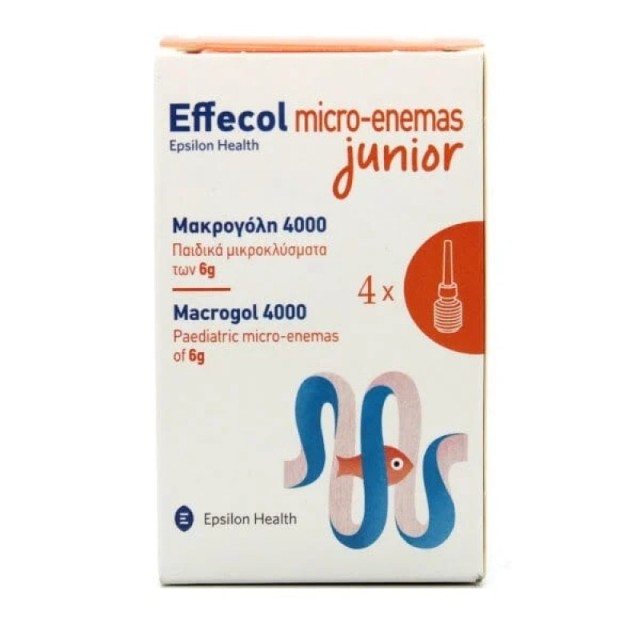 EPSILON HEALTH Effecol Micro-Enemas Junior Macrogol 4000 Παιδικά Μικροκλύσματα, 4χ6g