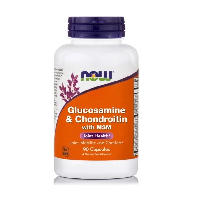 Now Foods Glucosamine & Chondroitin With MSM Συμπλήρωμα Διατροφής Που Συμβάλει Στην Ενίσχυση Της Δομής Των Αρθρώσεων, 90veg.caps