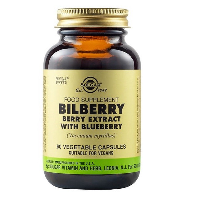Solgar Bilberry Extract With Blueberry Συμπλήρωμα Διατροφής Για Ενίσχυση Της Όρασης, 60 Κάψουλες