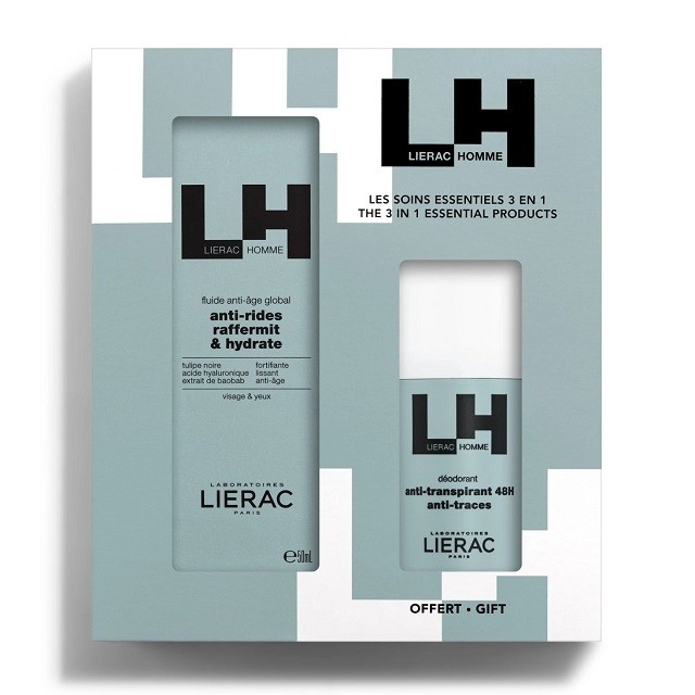 Lierac Homme Πακέτο Global Anti Aging & Anti Wrinkles Firms Moisturizes Fluid Αντιγηραντική Κρέμα Προσώπου, 50ml & ΔΩΡΟ Deodorant Anti-Transpirant 48h Anti-Traces Αποσμητικό, 50ml