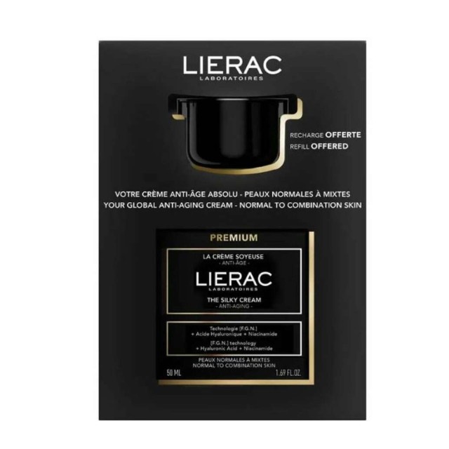 Lierac Premium Πακέτο La Creme Soyeuse 50ml Κρέμα Αντιγήρανσης Με Υαλουρονικό Οξύ & Νιασιναμίδη + Refill 50ml